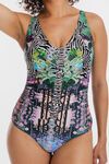 V neck ruched swimsuit