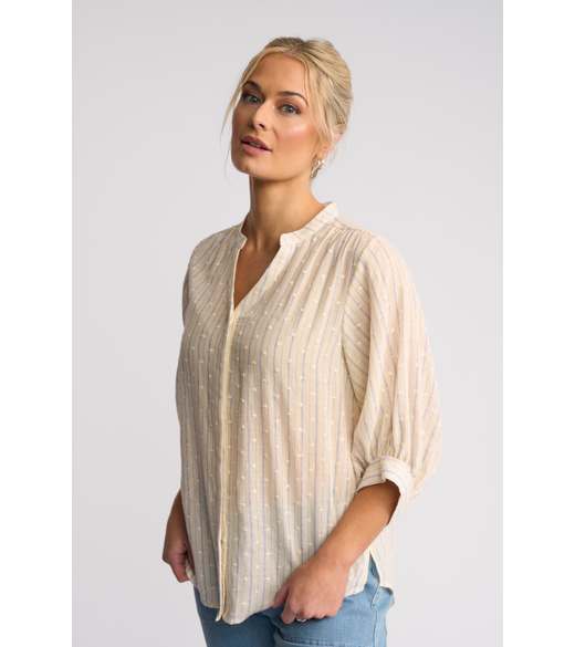 Folk concealed placket shirt