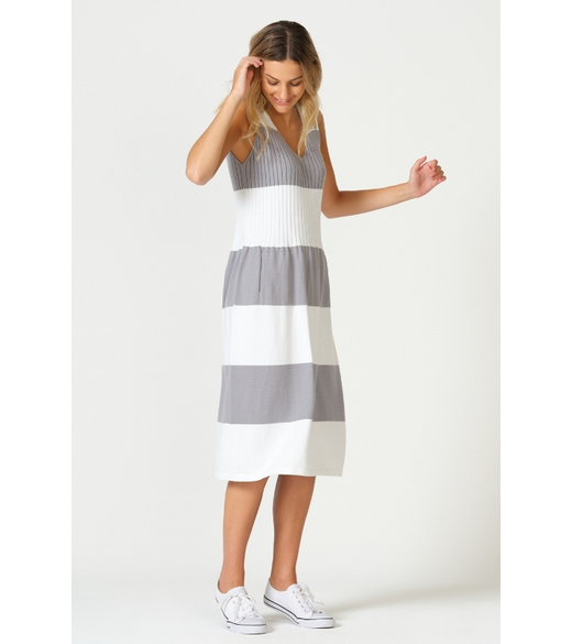 Block stripe sleeveless dress