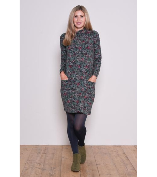 Ditsy cowl neck dress