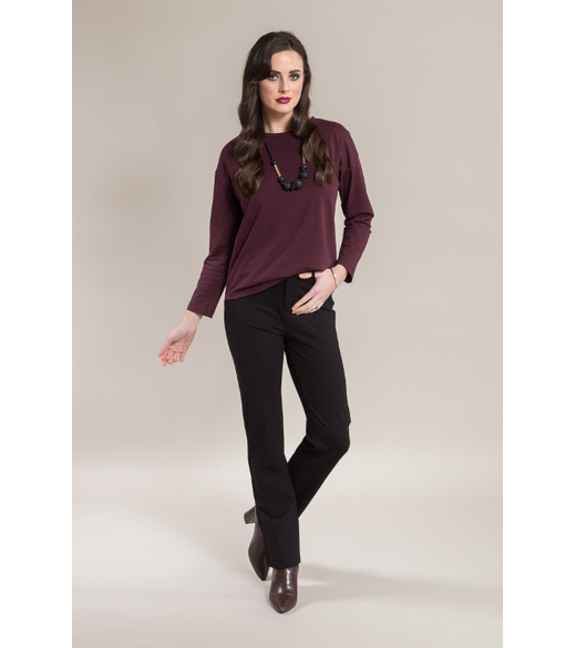 Slim leg print ponti pant with fly