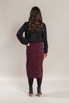 Longer denim skirt with back split