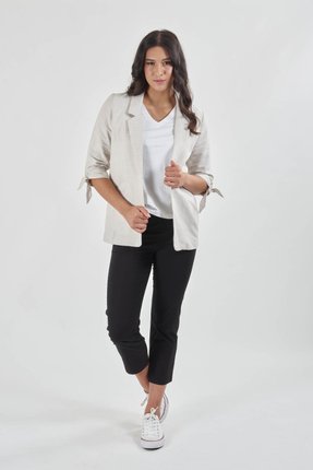 Rouched sleeve lined blazer-jackets-and-vests-Gaby's