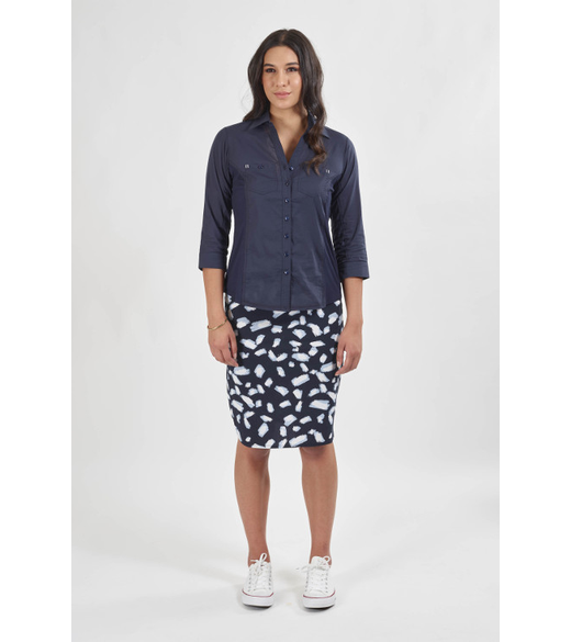 Poplin pull on skirt side panel