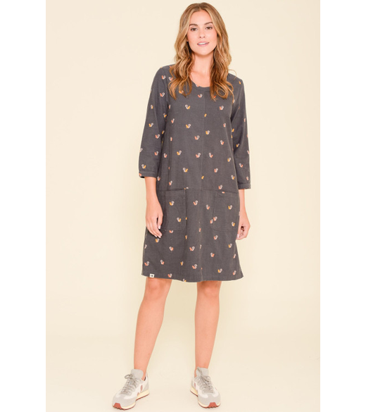 Squirrel cord smock dress