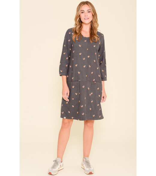 Squirrel cord smock dress