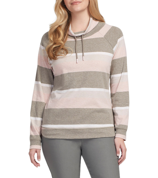 Raglan top with cowl neck