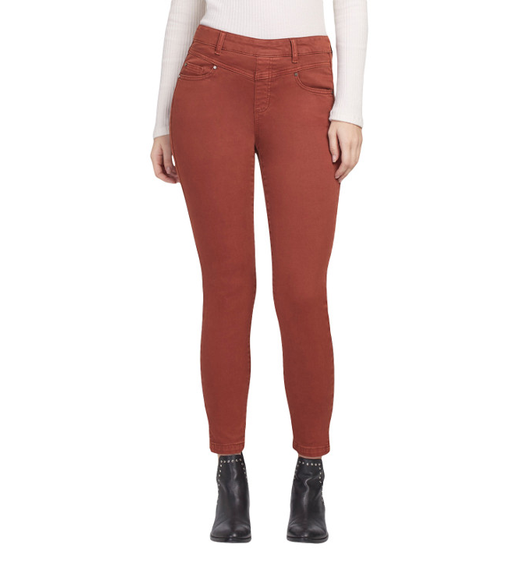 Pull-on ankle pant with front yoke