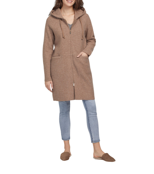 Long hooded coat with pockets