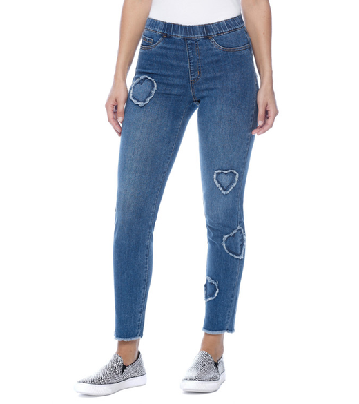 Pullon slim leg heart detail jean