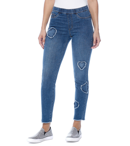 Pullon slim leg heart detail jean
