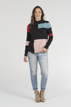 Colour block high neck jumper-bridge-and-lord-Gaby's