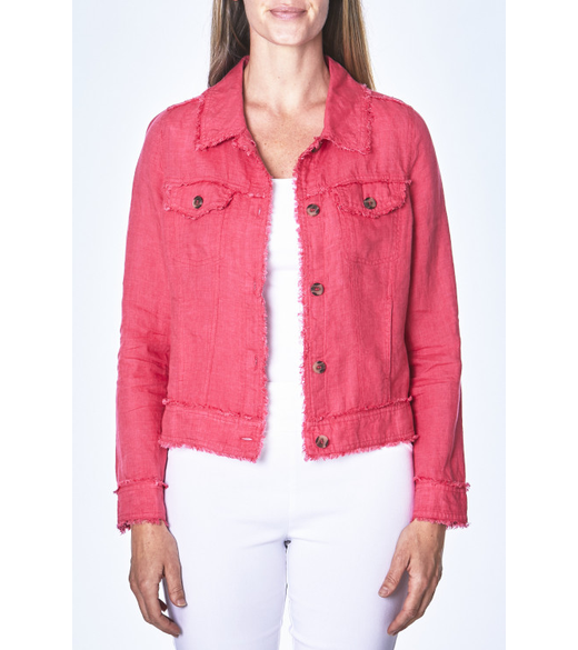 Fringe trim linen jacket