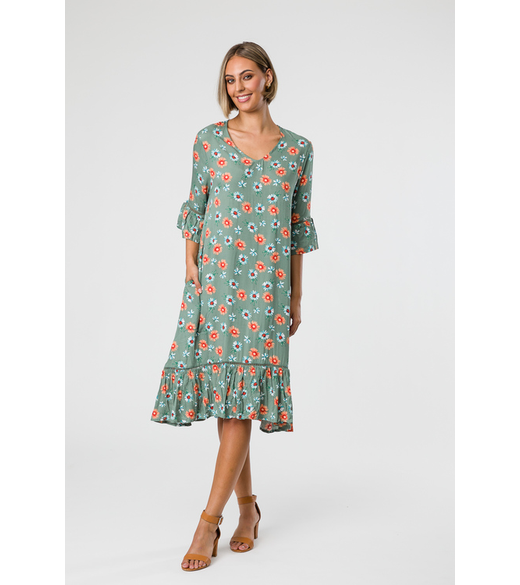 Paula printed ruffle dress