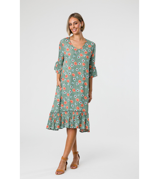Paula printed ruffle dress