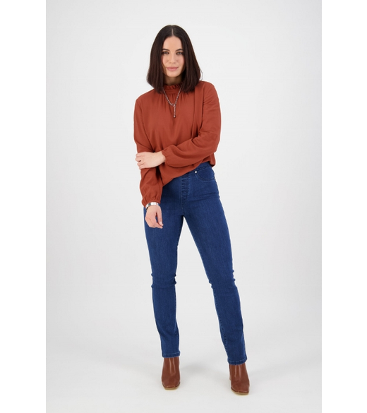 Slim leg denim pull on