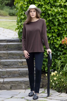 Merino top, back button placket-tops-Gaby's