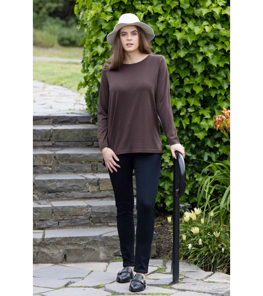 Merino top, back button placket